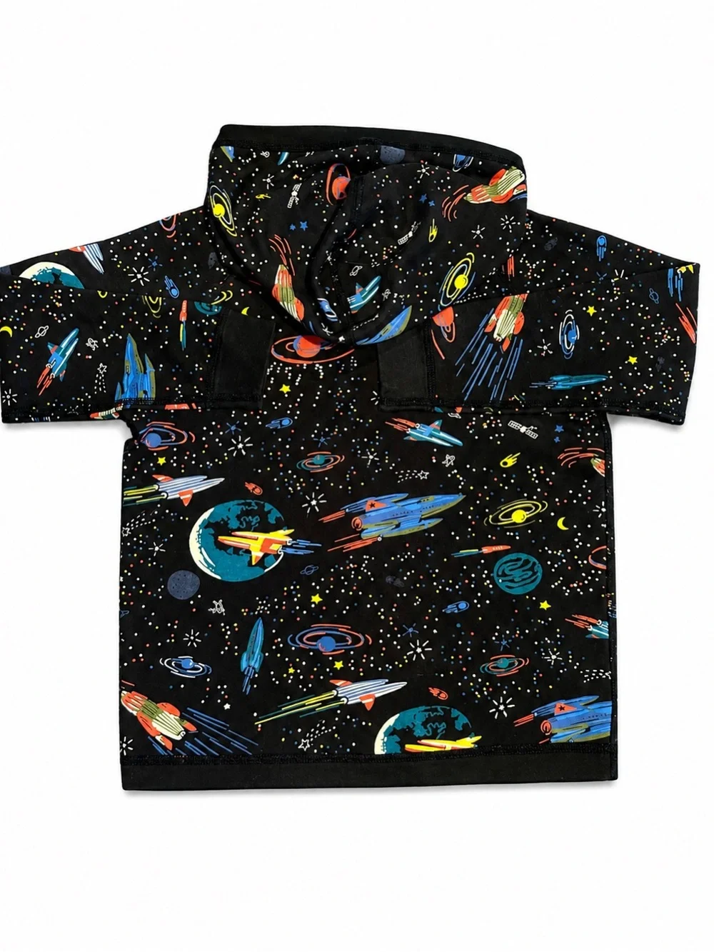Hanna Andersson Space Rocket Hoodie Size 6-7 Black Pima Cotton